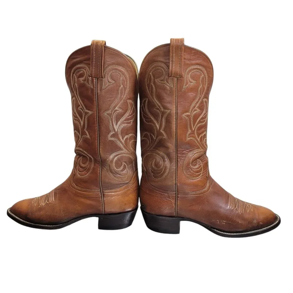 Hondo Men's Brown Goat Leather Cowboy Boots‎ Size 9.5D Western